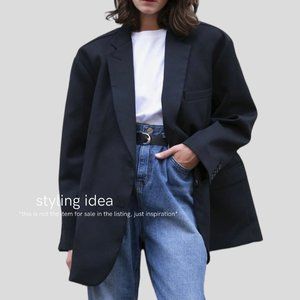 VTG Diane Von Furstenberg Oversized Classic Black Suit Designer Blazer